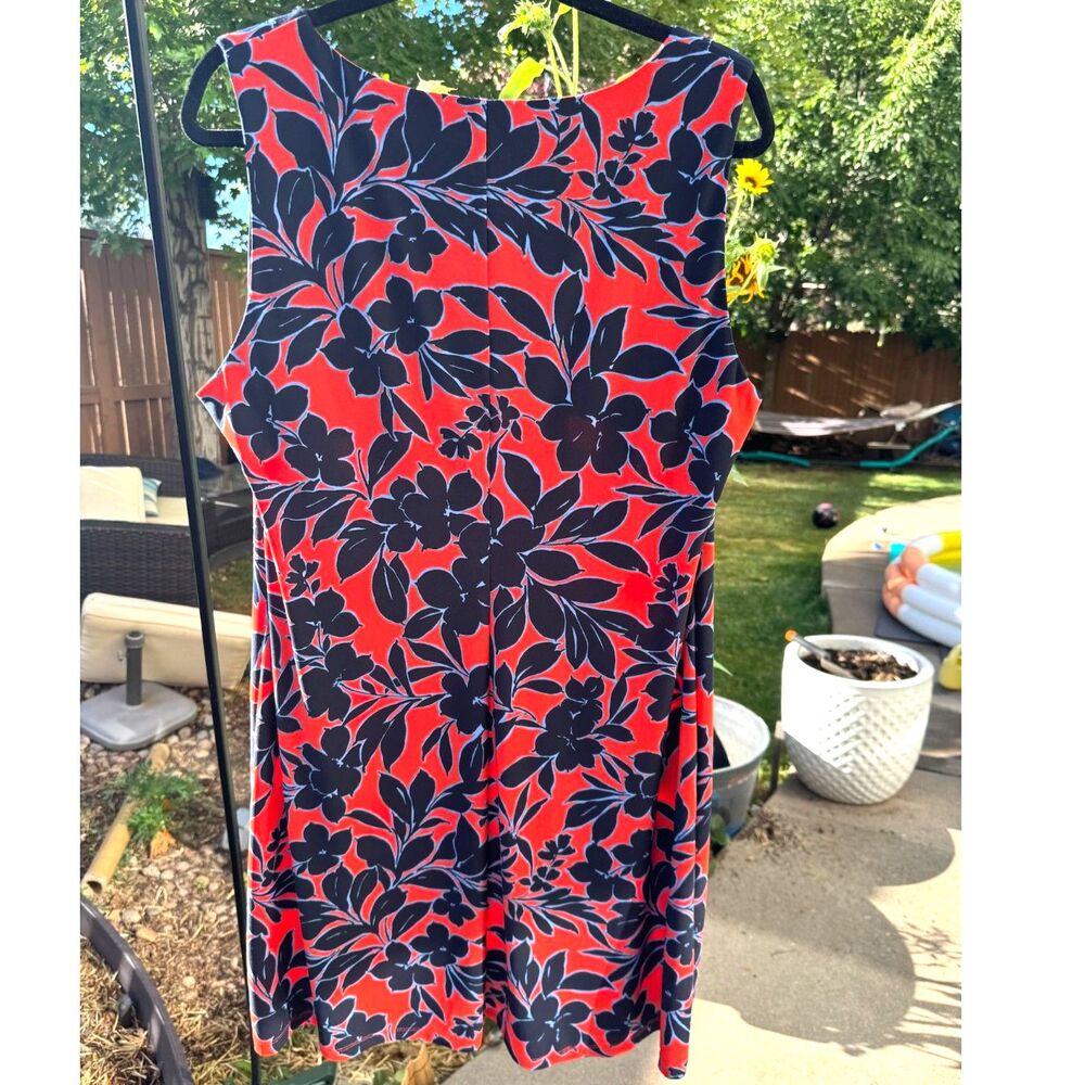 TOMMY HILFIGER Sleeveless Red & Blue A-Line Polyester Sz 16